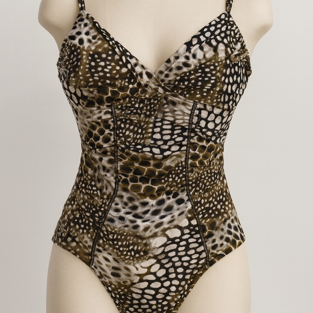 Kenneth Cole New York -Animal Print One-Piece Swimsuit, size L